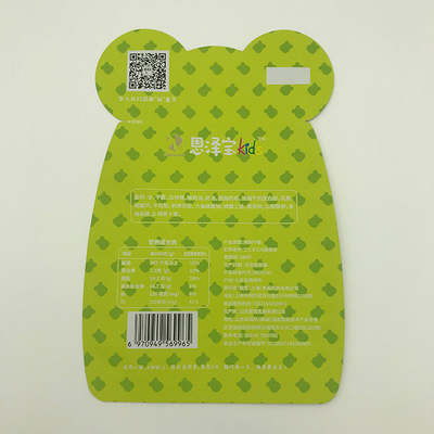 la coutume de 80g VMPET a formé la poche de tirette de sachets en plastique découpée avec des matrices