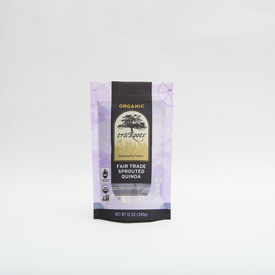 12OZ 340g sachet zip-lock d'emballage alimentaire pochette debout de tirette pour le quinoa germé