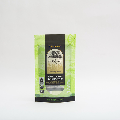 l'emballage alimentaire de trio du quinoa 12oz met en sac la poche de la fermeture éclair 112micron met en sac pour la nourriture