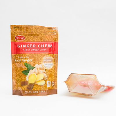 gousset du fond de Ginger Chew With Window And de sac de poche de sucrerie de 125g PE80 PET12