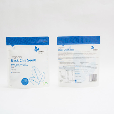 support mat de l'ANIMAL FAMILIER 500g vers le haut de noir Chia Seeds Packaging des sachets en plastique 123um