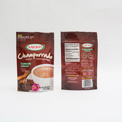 de 340g Champurrado de support sac de emballage instantané de Hocolate de poche avec la tirette