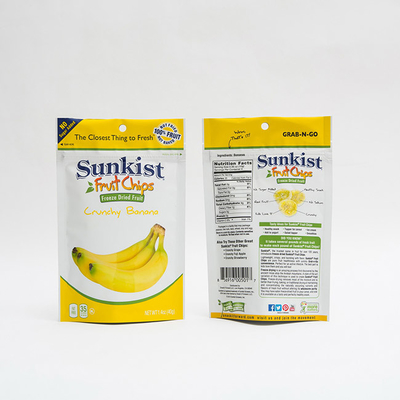 1.4oz banane sèche Chips Food Packaging Recyclable Stand vers le haut des poches avec la tirette