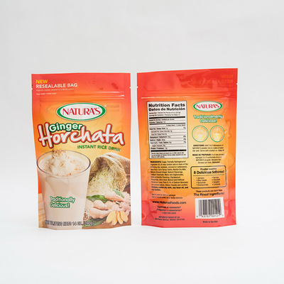 14OZ a imprimé le support en plastique vers le haut des sacs de empaquetage zip-lock faits sur commande de riz d'instant de poche