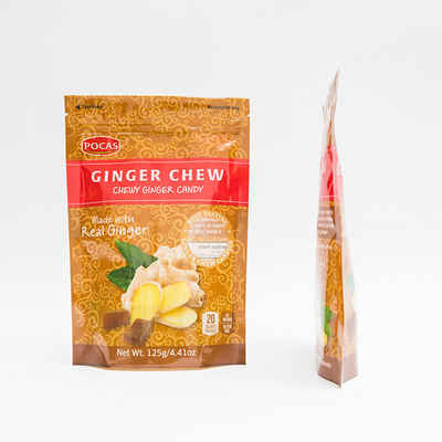 gousset du fond de Ginger Chew With Window And de sac de poche de sucrerie de 125g PE80 PET12