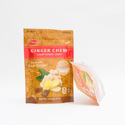 gousset du fond de Ginger Chew With Window And de sac de poche de sucrerie de 125g PE80 PET12
