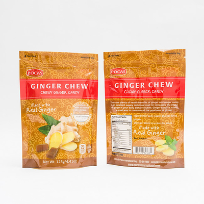 gousset du fond de Ginger Chew With Window And de sac de poche de sucrerie de 125g PE80 PET12