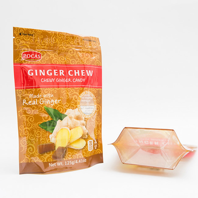 gousset du fond de Ginger Chew With Window And de sac de poche de sucrerie de 125g PE80 PET12