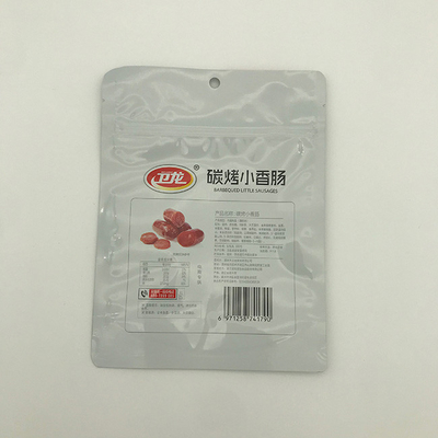 les sachets en matière plastique de 180g AL7 pour des sacs d'emballage alimentaire carbonisent la saucisse grillée avec la tirette
