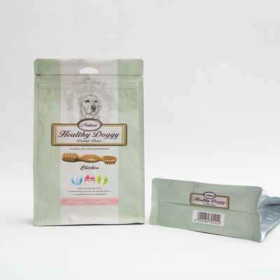 Le chienchien de sac d'emballage alimentaire d'animal familier de 17.77OZ 75mm dentaire mâche la poche de fond plat avec la tirette