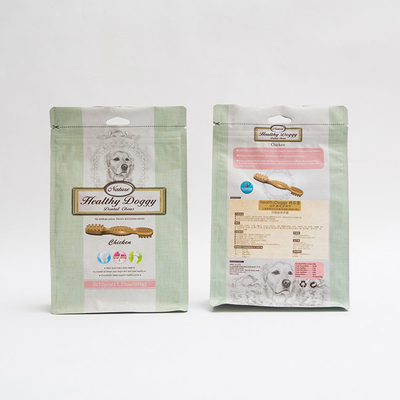 Le chienchien de sac d'emballage alimentaire d'animal familier de 17.77OZ 75mm dentaire mâche la poche de fond plat avec la tirette