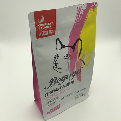 sac d'emballage alimentaire de l'animal familier 1.3kg avec le gousset de côté du fond de Cat Food Stand Up Flat de tirette
